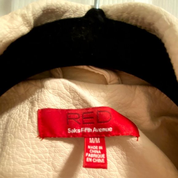 Red Saks Fifth Avenue Vegan Leather Sleeveless Moto Vest - Picture 3 of 3